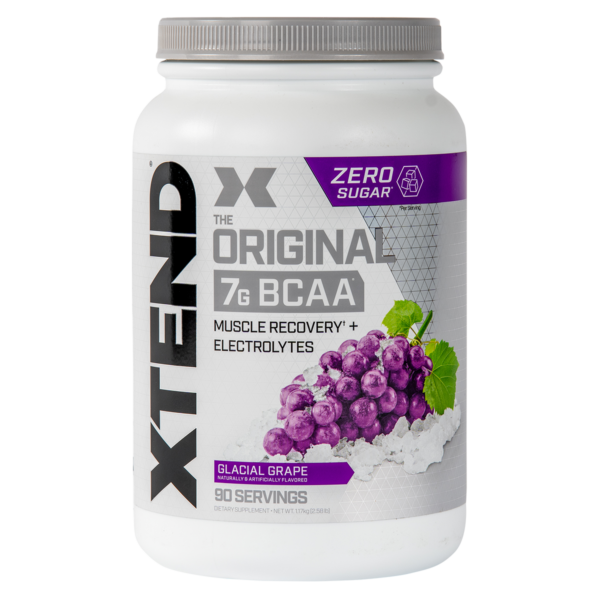 Xtend BCAA Supplement – 30 Serves packaging Glacial Grape flavour
